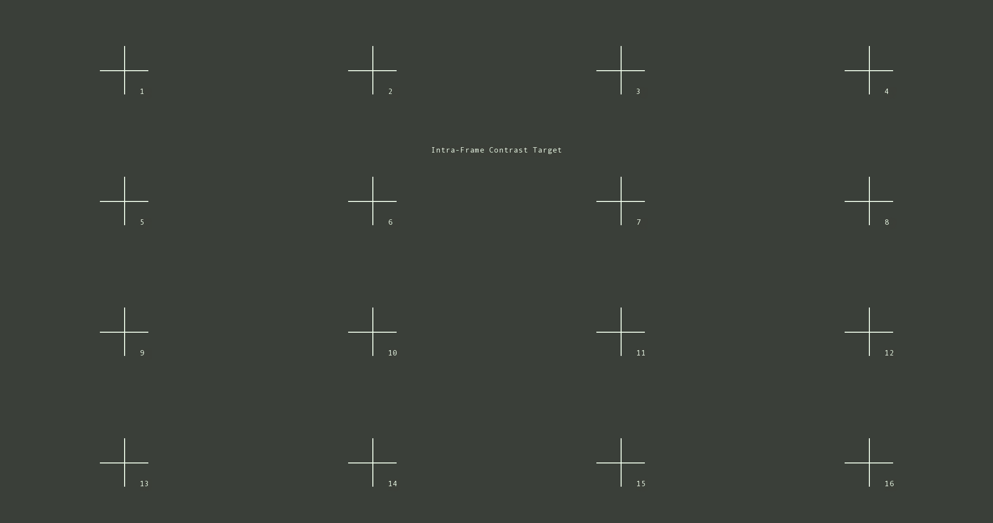 Test pattern displaying 16 aiming targets